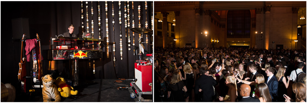 Live band and dancing in Chicago's Union Station's Great Hall.