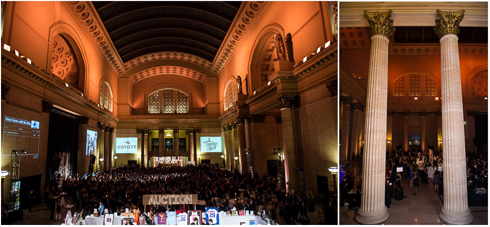 Overview of Union Station's Great Hall hosting a fundraiser.
