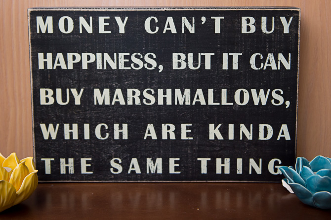 Money can't buy happiness but marshmallows are happiness..