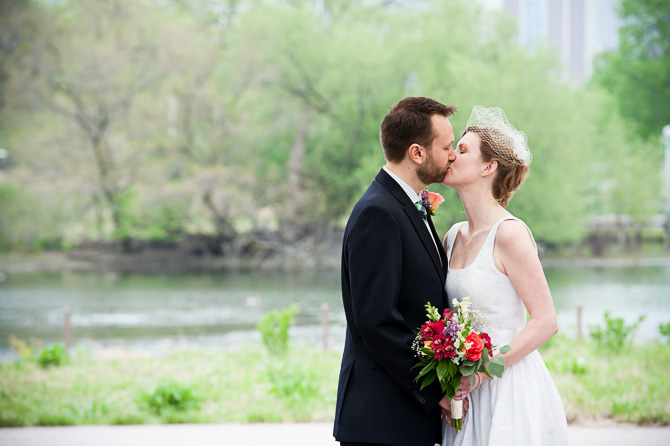 Bride and groom kiss - Lincoln Park wedding session.